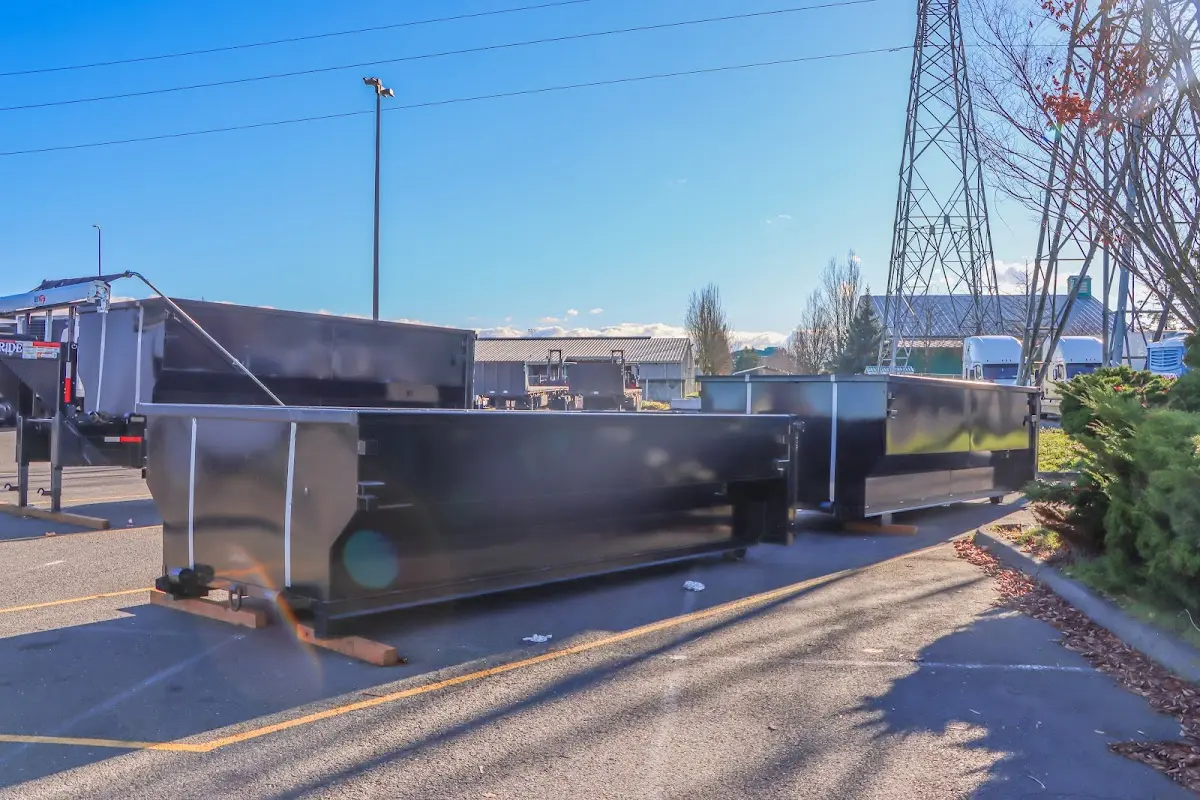 Roll-off dumpster ready for waste disposal at job site for 15 Yard Dumpster Rental in St. Peter